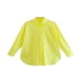 thumbnail image 1 of Chemisier à Manches Longues pour Femmes Couleur Unie Col Rabattu Boutonné Coupe Ample Style Décontracté Simple, 1 of 7