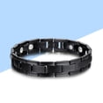 thumbnail image 2 of EeaseMX Pulseras de terapia magnética unisex con imanes de doble fila, pulsera magnética saludable, joyería energética de acero inoxidable (negro), 2 of 7