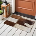 thumbnail image 3 of Cow Cowhide Front Door Rugs 2x3 ft Abstract Brown Seam Leather Small Rug for Entryway Non Slip Washable Bathroom Door Mat Absorbent Floor Mat for Indoor Entrance, 3 of 9