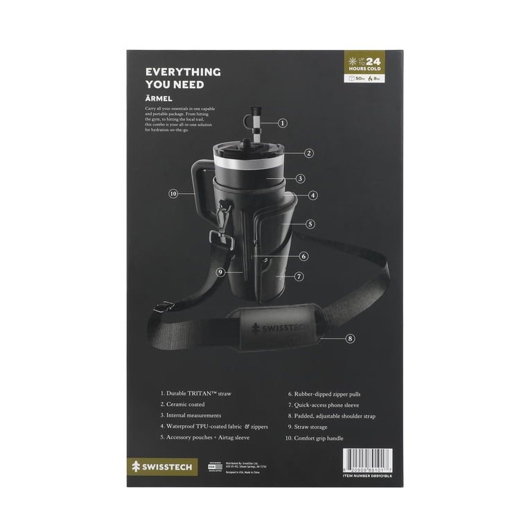 Swiss Tech 40 oz Triple-Walled Ceramic Travel Tumbler, Black photo 2