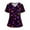 Dark Purple, variant on Valentine's Day Scrub Tops for Women V Neck Cute Heart Printed Scrub Tops Valentine's Day Scrub Tops Split Hem Working Uniforms with Pockets
