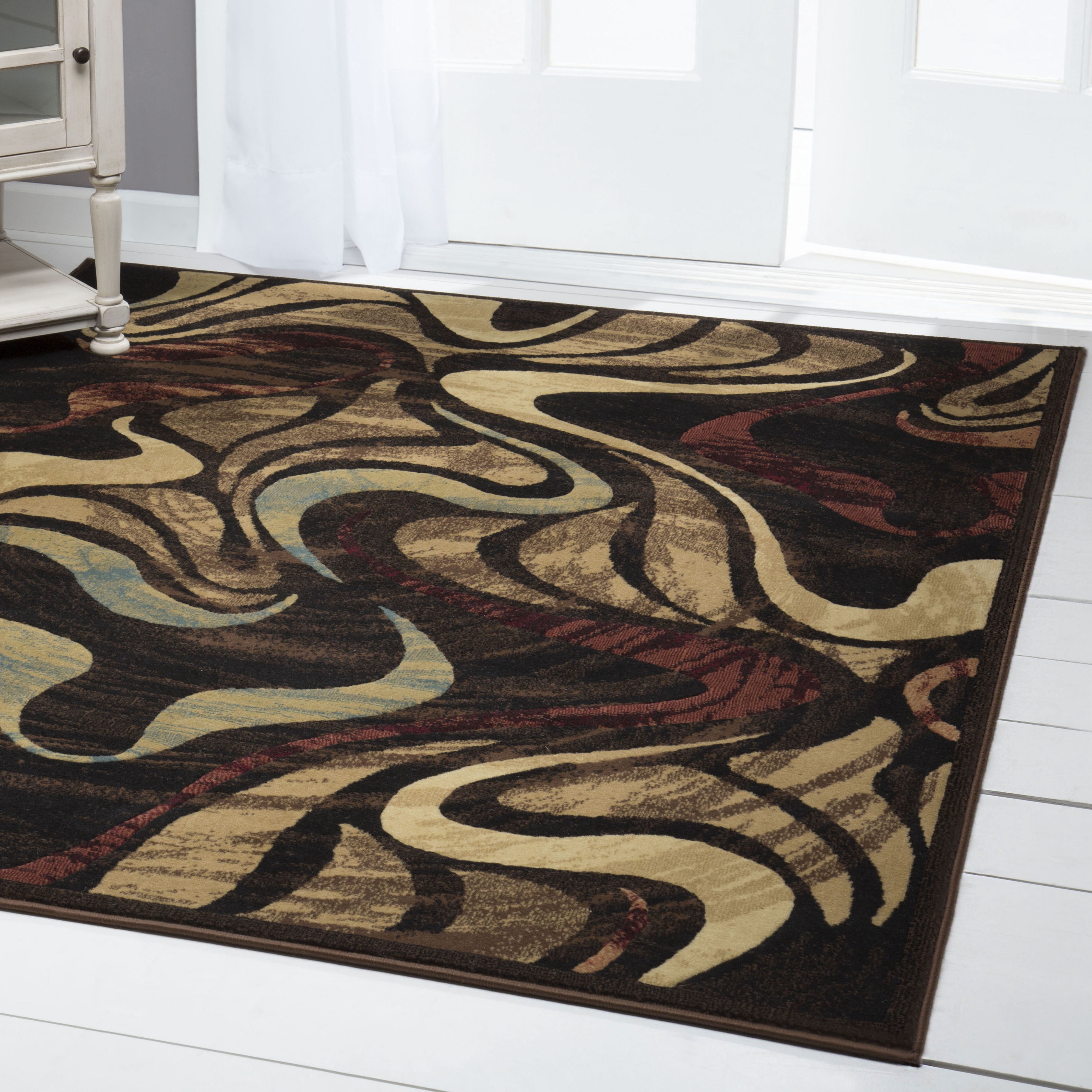 Home Dynamix Catalina Picasso Contemporary Artistic Swirl Area Rug, Black/Brown, 7'10"x10'2"