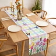 thumbnail image 3 of Table Runner 70 Inches Long for Kitchen Dining, Tulips Spring Floral Dresser Scarf Farmhouse, Dining Table Decorations for Wedding/Parties, Flowers Butterfly Plaid Pastoral 13 x 70 In, 3 of 8