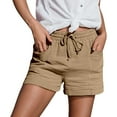 thumbnail image 4 of Mlzmgr Plus Size Linen Shorts for Women 5 Inch Drawstring Elastic Waist Shorts with Pockets S-5XL, 4 of 8