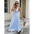 thumbnail image 3 of Blue And White Striped A-Line Halter Maxi Dress For Women Summer Vacation Sundress, 3 of 7