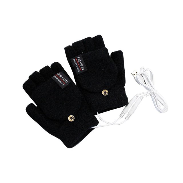 Guantes eléctricos USB Cómodos mitones portátiles con calefacción para el hogar Negro JShteea El nuevo