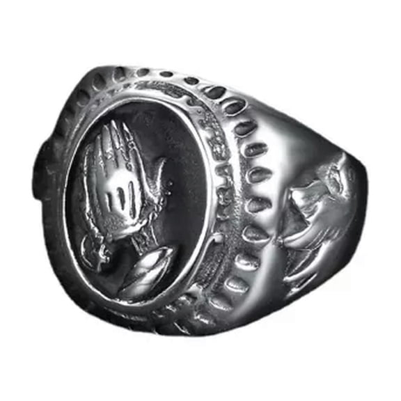 K-KED Mens Stainless Steel Gothic Biker Ring Bless Buddha Gesture Rings Size 7-15-12-Silver