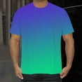 thumbnail image 2 of QQAMB Mens Gradient T-Shirt Short Sleeve Ombre Color Crewneck Shirt Slim Fit Casual Sports Tee Lightweight Summer Basic Tops Green M, 2 of 5