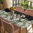 thumbnail image 3 of Christmas Table Cloths for 4 Foot Rectangle Tables, Winter Xmas Trees Snowflakes Country Cabin Black Patio Waterproof Elastic Fitted Tablecloths, Washable Rectangular Table Cover for Camping, 3 of 8