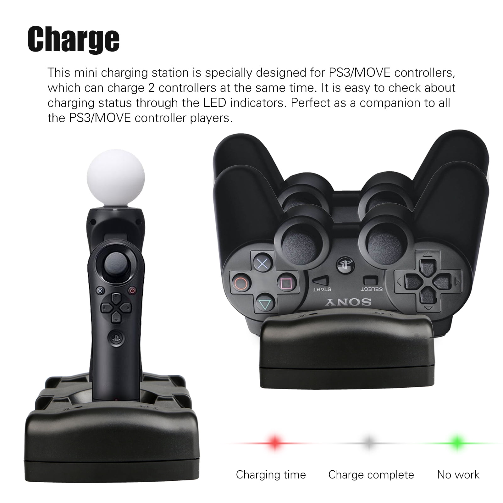 Charging Dock Fit Sony Playstation 3 PS3 MOVE Controller, TSV Charging Dock Station for PS3 with USB Cable, Controller Charging Dock Stand Accessory for Dual Slot Charger, - Walmart.com