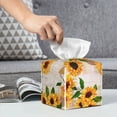 thumbnail image 5 of Uemuo Sunflower 5 Tissue Box Cover Holder, Square with Bottom Belt - PVC Leather Decorative Organizer for Tabletop, Bathroom, Car, Office, 5 of 8