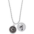 thumbnail image 1 of Delight Jewelry Silvertone Antiqued Round Seal - Initial - C - Silvertone Script Initial Disc - F - Charm Necklace, 20"+3", 1 of 4