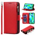 thumbnail image 1 of SaniMore iPhone 14 Pro 6.1" 2022 Case with Wrist Strap Zipper Wallet [Card Slots] Premium PU Leather Skin [Retro Durable] Shockproof Anti-scratch Kickstand Business Cover For iPhone 14 Pro, Red, 1 of 8
