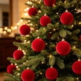 thumbnail image 4 of 12Pc 2.4 Inch Flocked Velvet Christmas Balls,Plastic Hanging Ornaments With Metal Buckle Rope, For Xmas Halloween Home Party Tree Decor Red, 4 of 8
