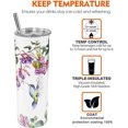 thumbnail image 6 of Hummingbird Floral Tumbler With Lid and Straw Stainless Steel 20oz Hummingbird Skinny Tumbler Insulated Hummingbird Flower Water Bottle Cups Coffee Mug Travel Tumbler Hummingbird Gifts for Women, 6 of 6