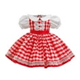 thumbnail image 3 of Gelikeya Girls Christmas Dresses Size 18-24 Cute Cartoon Plaid Print Puff Short Sleeve Christmas Birthday Party Wear Santa Tutu Dress (X06 Red, 18-24 Months), 3 of 8