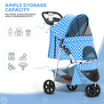 thumbnail image 4 of Magshion 3-Wheel Pet Stroller, Foldable Jogger for Small/Medium Dogs & Cats (33lb Max), Lightweight w/Breathable Mesh, Cup Holder & Basket, Sky Blue with White Polka Dots, 4 of 12
