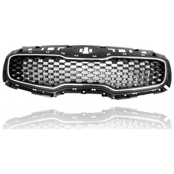 Grille - Compatible/Replacement for '17-19 Kia Sportage LX/EX - Main Upper, Black Frame Chrome Trim Insert Without Cruise Sensor Hole - 86350D9000