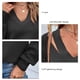 thumbnail image 5 of Jerseys de manga larga con cuello en V para mujer Otoño Invierno moda Casual hombros descubiertos suéter de punto suelto para mujer negro L, 5 of 6