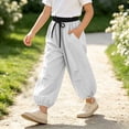 thumbnail image 5 of Rrxhxhs Pants for Girls Color Block Drawstring Elastic Waist Pleated Loose Baggy Casual Joggers with Side Pockets,Beige,2-3 Years, 5 of 6