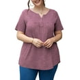 thumbnail image 4 of a.Jesdani Women's Plus Size Tunic Tops Short Sleeve V Neck Casual Blouses M-4X, 4 of 11