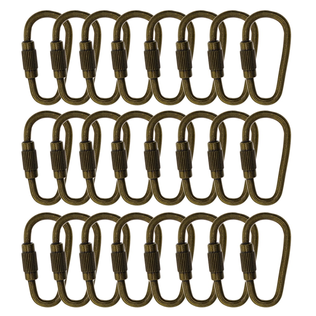 Tureclos Pack of 24 D Ring Locking Carabiner Keychain Mini Hooks Spring
