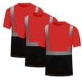 thumbnail image 2 of lcziwo 3 Pack High Visibility Shirts for Men Class 3 Hi Vis Reflective Construction Work Tops Quick Dry Safety Shirts with Pocket, Red, L, 2 of 8