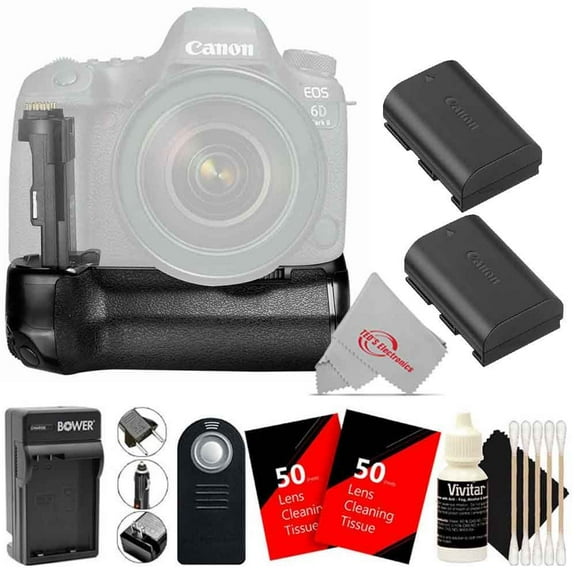 Vivitar BG-E21 Battery Power Grip and Two Replacement LP-E6 Battery Accessory Kit for Canon 6D Mark II