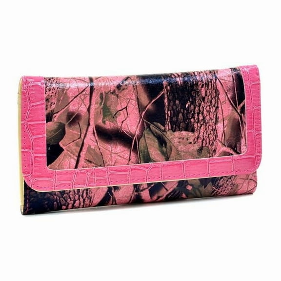 7.5 x 4.5 in. Women Camouflage Trifold Wallet, Pink