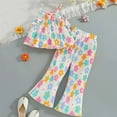 thumbnail image 3 of MIXUE Toddler Girls Outfit Sets Summer Floral Print Spaghetti Strap Camisole Tops And Flared Pants Two Piece Activewear,Multicolor,3-4 Years, 3 of 8
