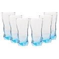 thumbnail image 2 of Juego de 6 Vasos Curveados Vidrio Francés, Modelo Treck Ice Blue, Capacidad 340 ml con Caja de Regalo, 2 of 3