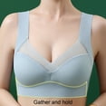 thumbnail image 5 of rygai Breathable Wireless Brassiere Solid Soft Anti-deformation Bouncy V-neck Anti-slip Smoothing Full-coverage Underwear for Yoga,Light Blue,L, 5 of 8