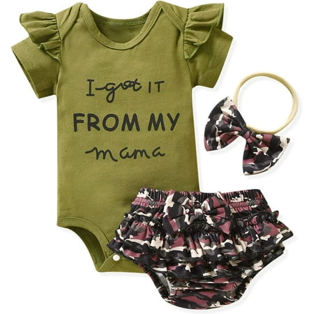

Baby Girls Short Sleeve Bodysuit Ruffle Shorts Outfits for Summer