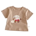 thumbnail image 4 of Gubotare Toddler Tshirt Girls Super Soft Short Sleeve T Shirts Print Cute Design (Khaki,Size 4-5 Years), 4 of 4