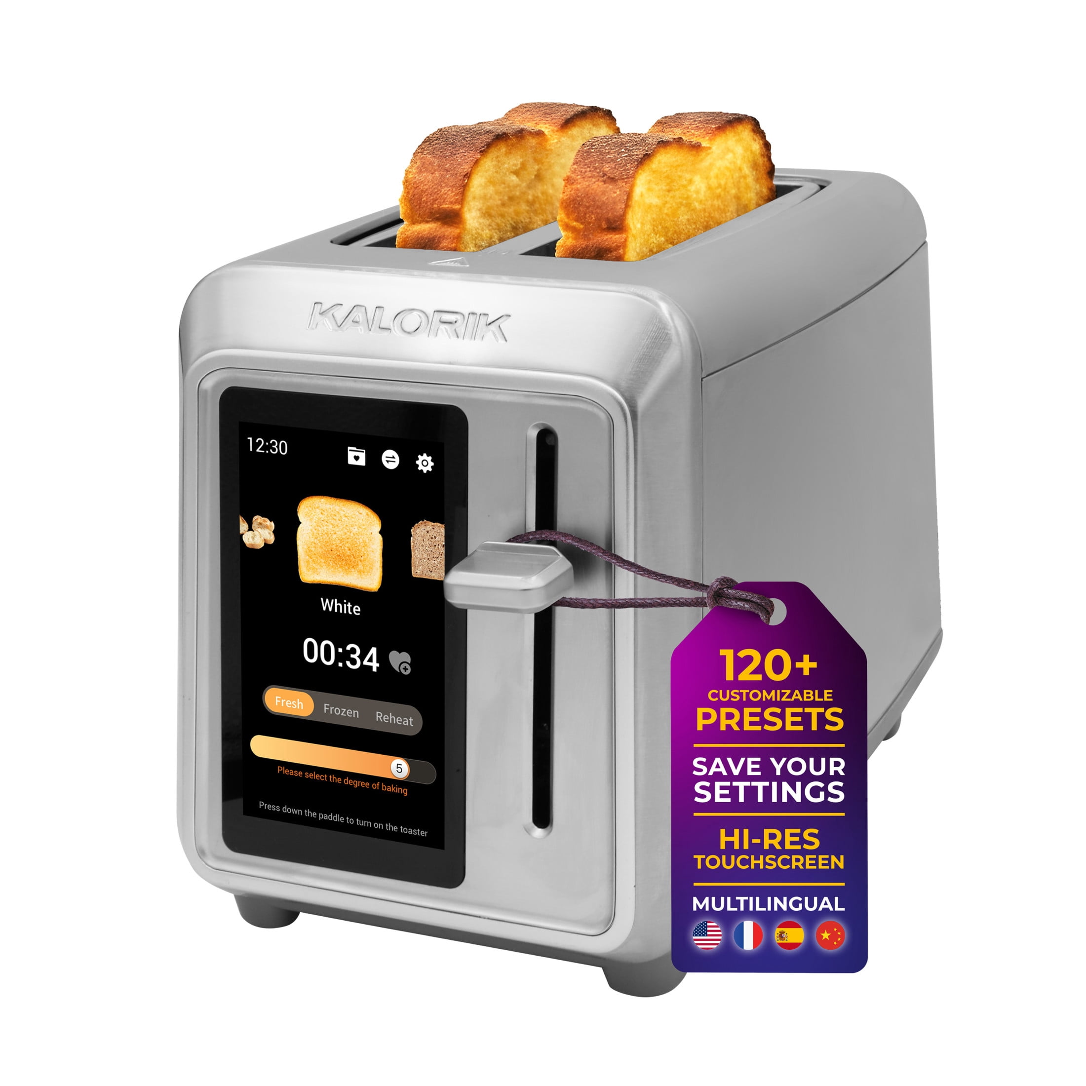 Kalorik® Vivid™ Touch 2-slice Toaster with High Resolution Touchscreen, in Stainless Steel (TO52622SS)