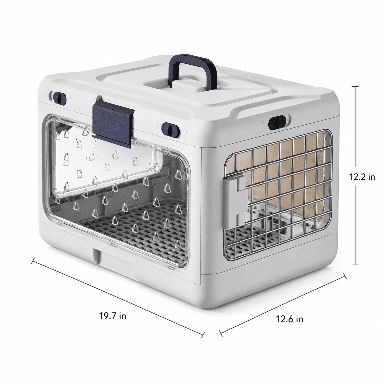 Collapsible Hard-Sided Pet Carrier, Portable 20" Travel Kennel for Small Dogs & Cats, Durable PP Material with Comfort Grip Handle and Secure Locking Gate, Matcha Sage