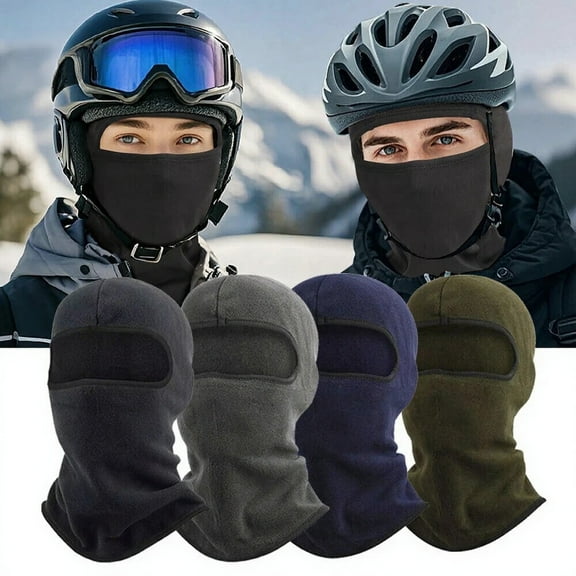 ASTRAEA 2-Pack Winter Warm Balaclava, Windproof Thermal Fleece Full Face Mask & Neck Cover, Ski Motorcycle Cycling Helmet Liner for Men Women, Black