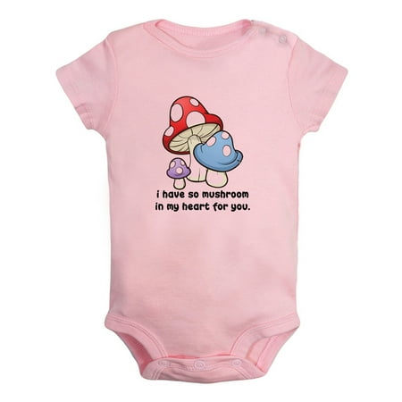 

iDzn I Have So Mushroom In My Heart For You Funny Rompers For Babies Newborn Baby Unisex Bodysuits Infant Jumpsuits Toddler 0-12 Months Kids One-Piece Oufits (Pink 12-18 Months)