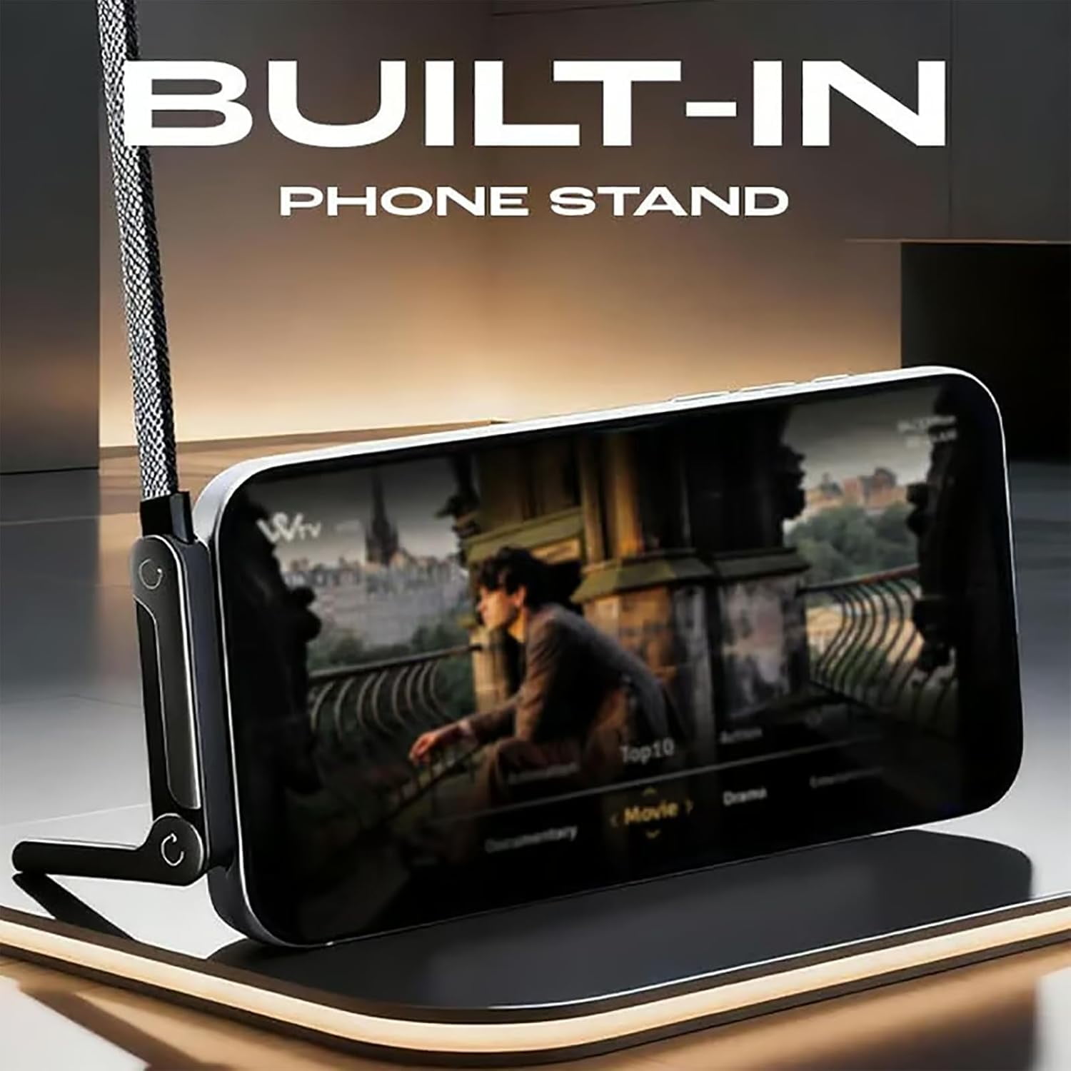 2026 New Sideways Phone Charger - 240W Braided Fast Charge Cable with Built-in Phone Stand, 2-in-1 Invisible Holder Charger Cable for iPhone, for Samsung and USB-C Devices
