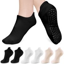 Pilates Grip Socks Women: 6 Pairs Non Slip Socks for Hospital Dance Ballet Yoga Trampoline