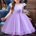 thumbnail image 2 of Akiihool Flower Girl Dress Flower Girl Dress A-Line Floral Embroidered Tulle Sleeveless Girl Dresses for Wedding Garden Birthday Party Daily(Purple,7-9Years), 2 of 9