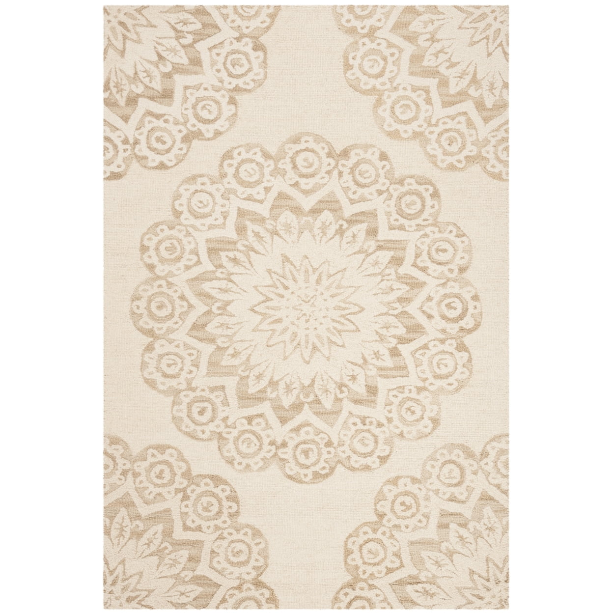 SAFAVIEH Blossom Brody Geometric Wool Area Rug, Ivory/Beige, 6' x 9'