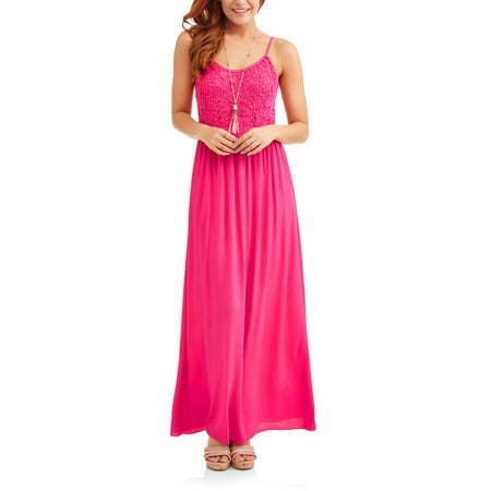 Time and Tru - Women's Lace Top Maxi Dress - Walmart.com