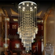 FINE MAKER 10-Light Crystal Stainless Steel Raindrop Chandelier