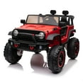 thumbnail image 5 of Funcid 24V Ride on Toys with Remote Control, 2 XL Seater Ride on Truck Car, 2WD/4WD Electric Car for Kids w/ Bluetooth, Flashing Colored Lights, SD Port, MP3, Spring Suspension, 6MPH, Red, 5 of 11