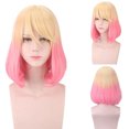 thumbnail image 1 of Peluca de cosplay rubia y rosa con corte bob, 40 cm, para todas las edades, 1 of 1