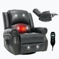 thumbnail image 3 of Heat Massage Manual Recliner Chair with 360 Degree Swivel Rocker and Vibration Functions in Fabric for Living Room Comfort Seating, Grey, 3 of 9