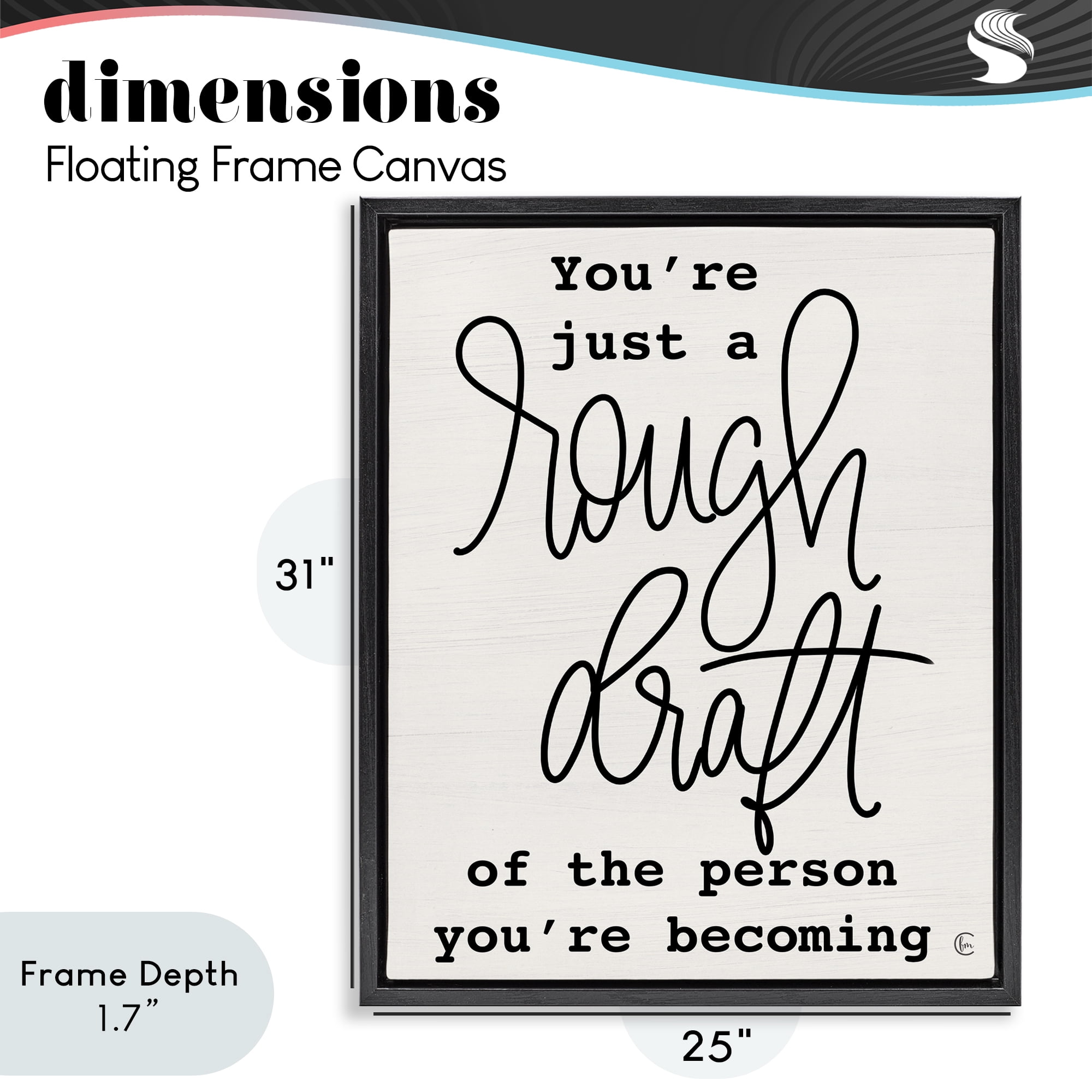 Stupell Industries Rough Draft Of Person Black Framed Floater Canvas Wall Art, design by Fearfully Made Creations