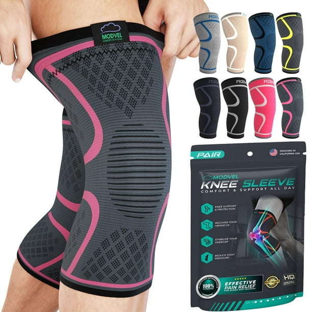 Rodilleras Modvel (2 unidades) para mujer y hombre: rodilleras de compresión para entrenamiento, alivio del dolor de rodilla, soporte articular para ligamento cruzado anterior (LCA), artritis y desgar