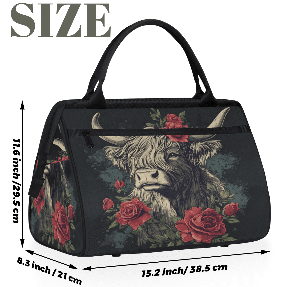 Herdesigns Funny Weekender Travel Duffel Bag Cow Carry On Overnight Gym Hospital Bag Personal Item Travel Bag
